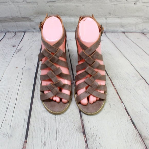 Mi.iM Don't Cross Me Heel Brown Leather Braided Straps Sandals Size 7 - Picture 5 of 9